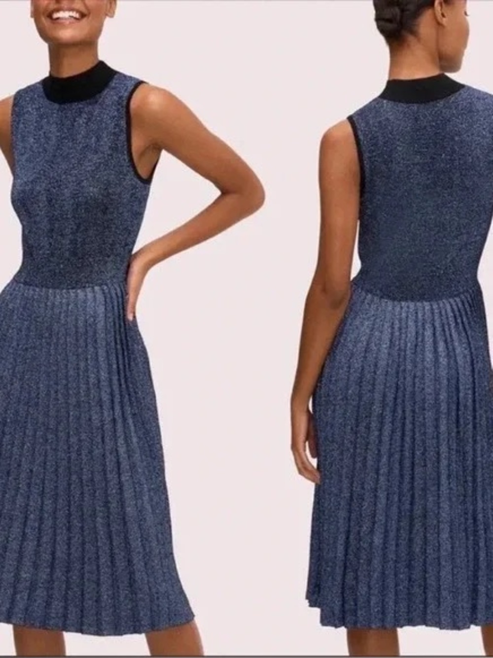 Kate Spade Metallic Pleated Sweater Dress Small